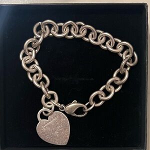 Tiffany & Co Blank Heart Tag Charm Bracelet in Sterling Silver